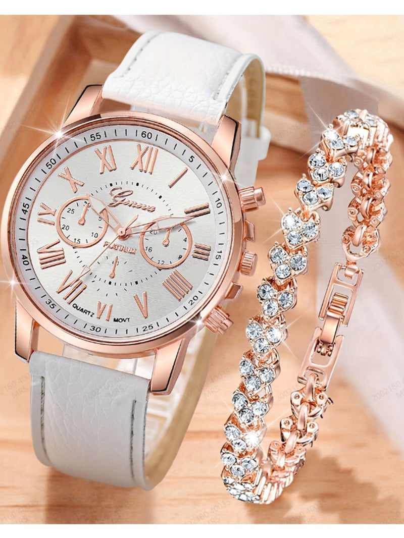 Fashion Women's Quartz Watch And Bracelet Set