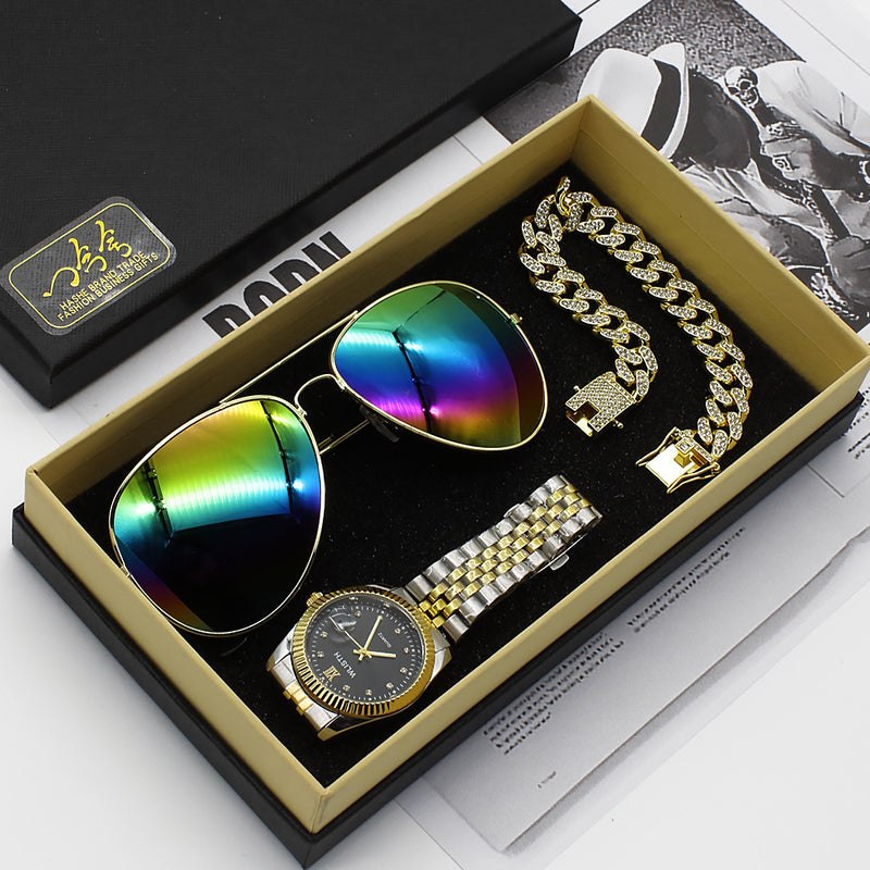 Men's Braclete Wristwatch Glassess Foreign Gift Box