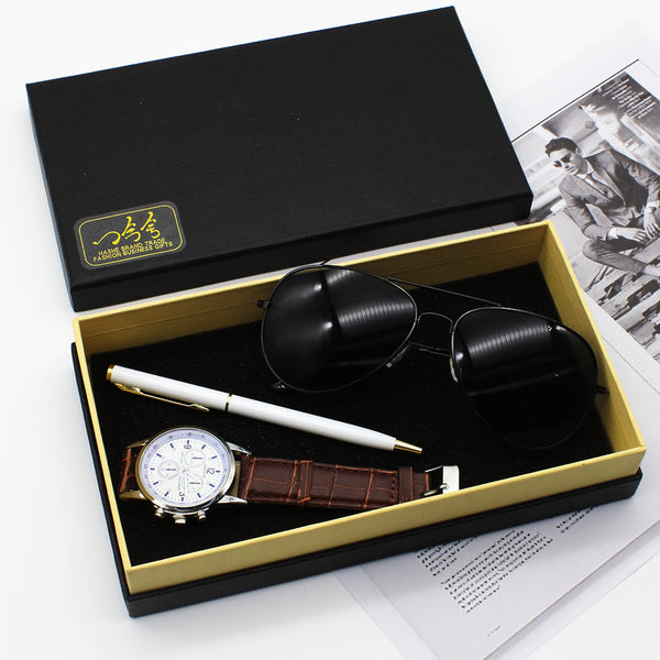 Men's Watch Business Pen Glasses Suit Gift Box