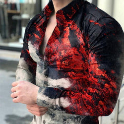 Summer Printed Hawaiian Long-sleeved Shirt