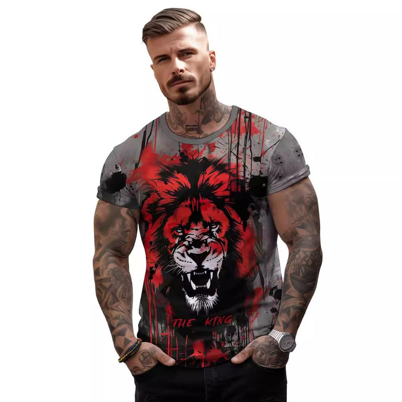 Loose Lion Print Clothing T-shirt