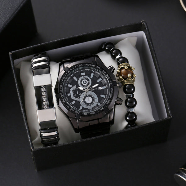 Stylish Gift Box For Men With Bracelets And Quartz Watch