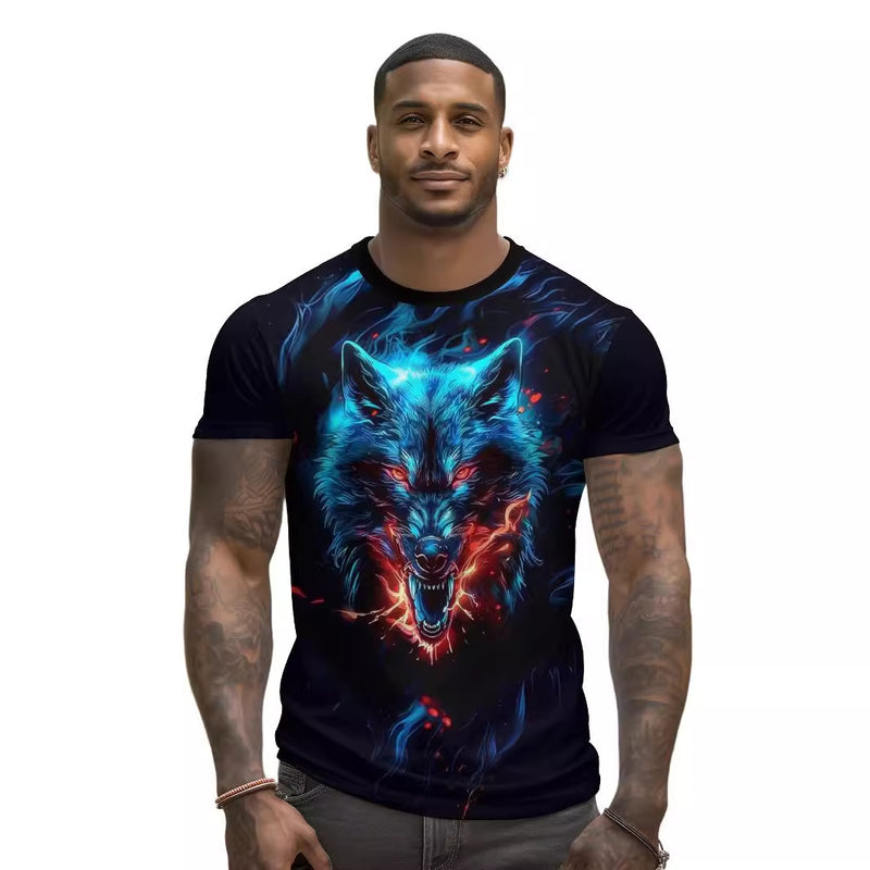 Wolf Loose Men's Short-sleeved T-shirt Print