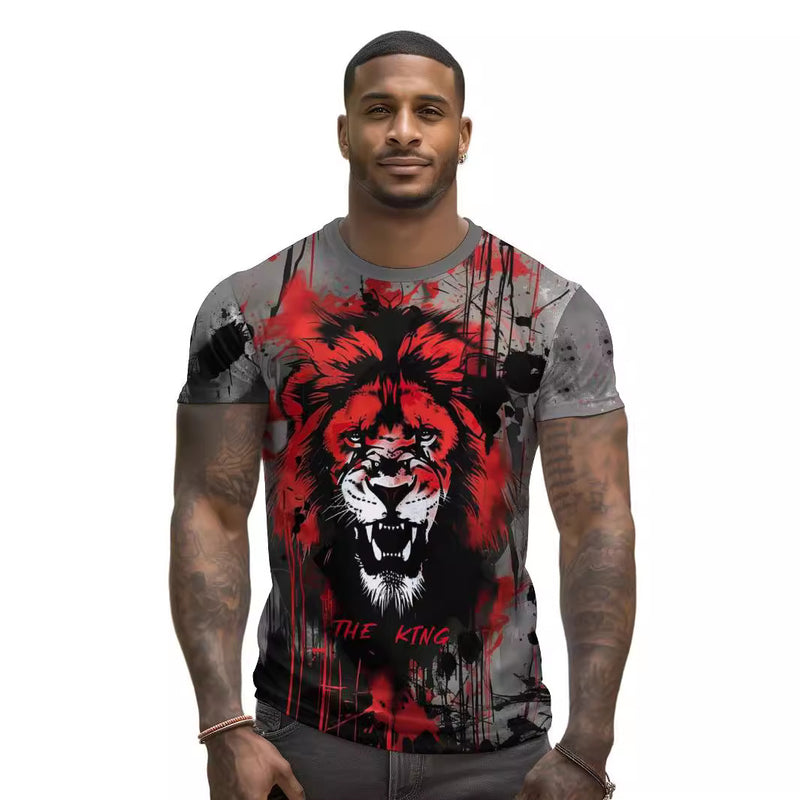 Loose Lion Print Clothing T-shirt