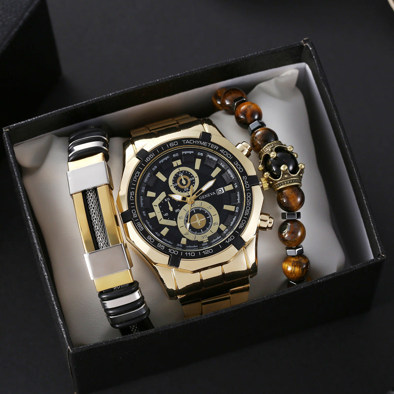 Stylish Gift Box For Men With Bracelets And Quartz Watch