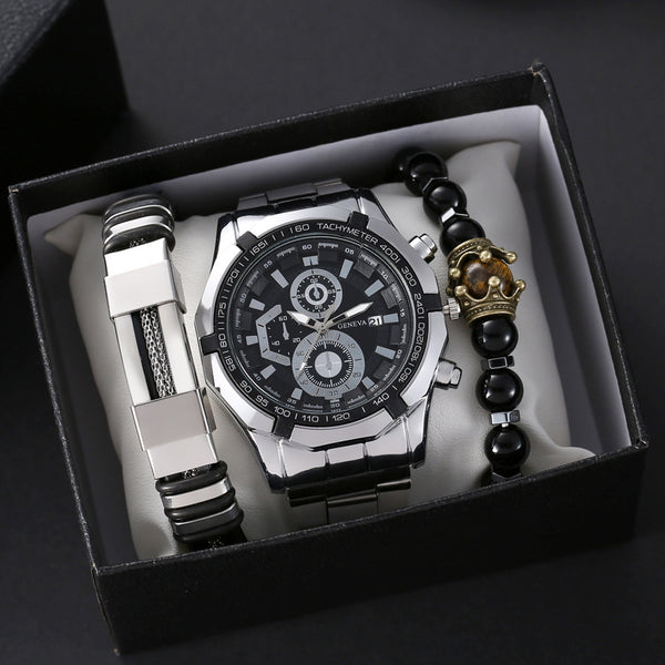 Stylish Gift Box For Men With Bracelets And Quartz Watch