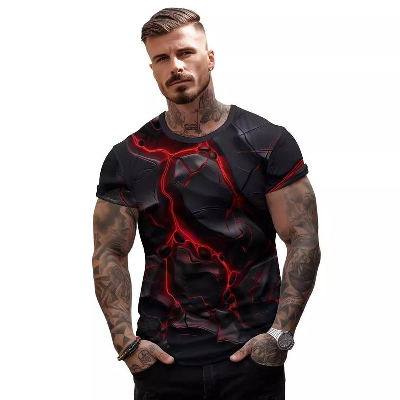 3D Lava Crack Print T-shirt