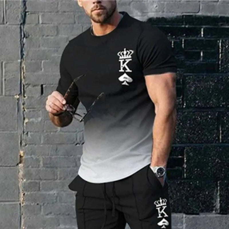 3D Printed Men's Casual Sports Suit  Two-piece Set