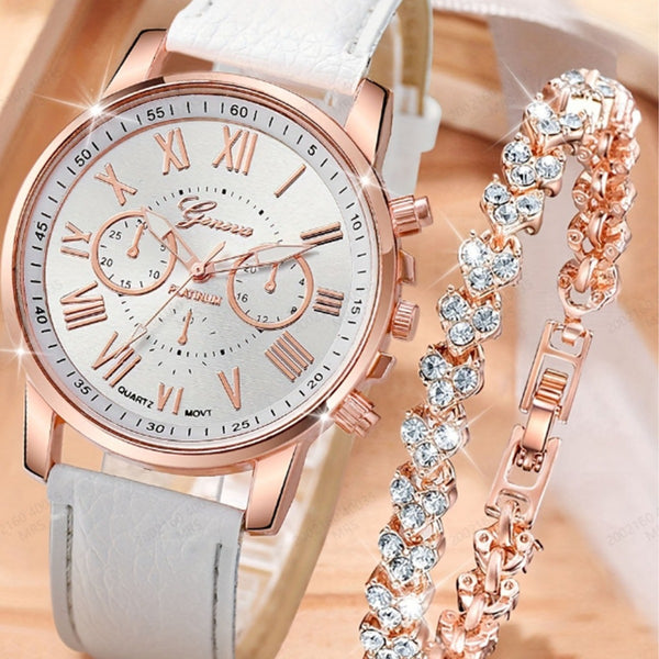 Fashion Women's Quartz Watch And Bracelet Set