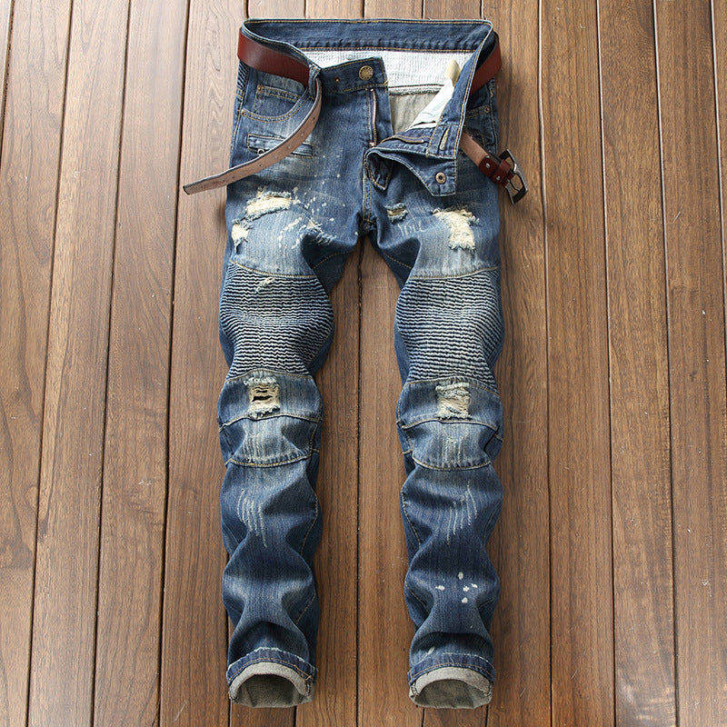 Small Straight-leg Motorcycle Jeans