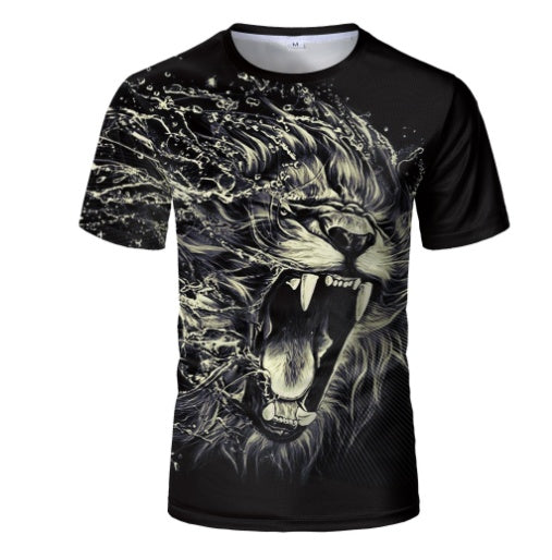 Lion Print T-Shirt Short Sleeve